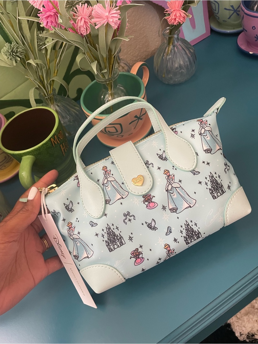 Stoney Clover Lane Light Blue & White Disney Cinderella Pouchette 02 - Picture 2 of 8